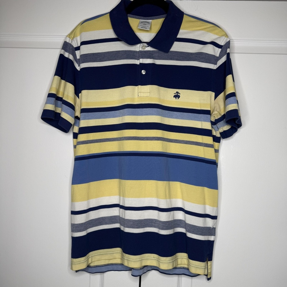 Brooks Brothers Polo Shirt Mens Large Multicolor Stripe 346 Slim Fit Cotton